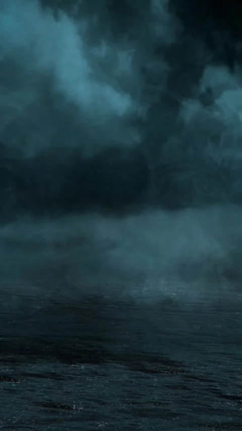 Vertical Ocean Rain Storm with Lightning 4K Stock Footage 276285427