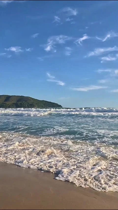 Vertical Ocean Waves at Tropical Beach During Golden Hour 库存影片 336207812