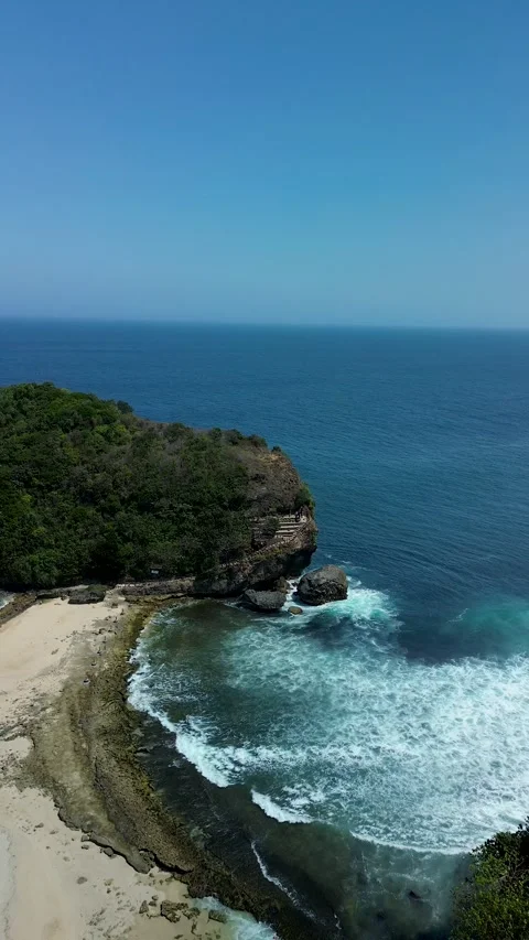 Vertical Ocean Waves View at Batu Bengkung Beach Malang August 6 2026 Video stock 342838169