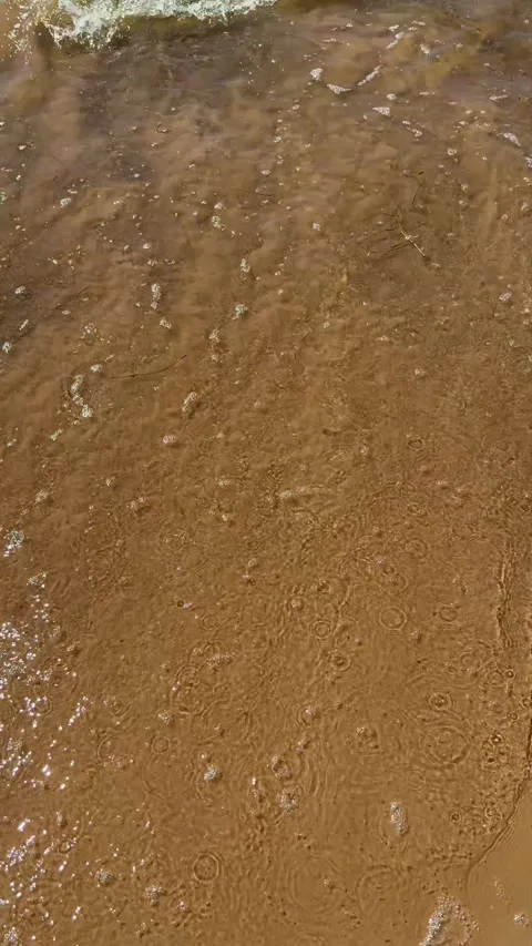 Vertical Ocean Waves with White Foam Washing Over Beach Sand Stock-Footage 334367458