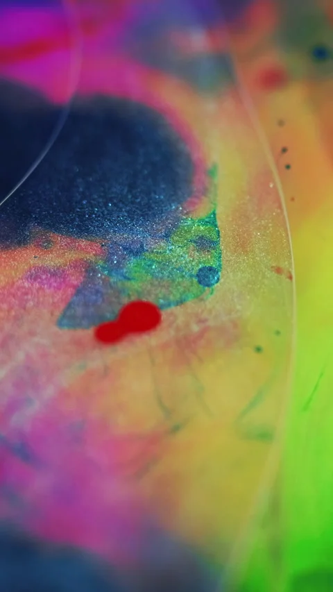Vertical oil fluid paint bubbles color gel blob Video stock 284901094