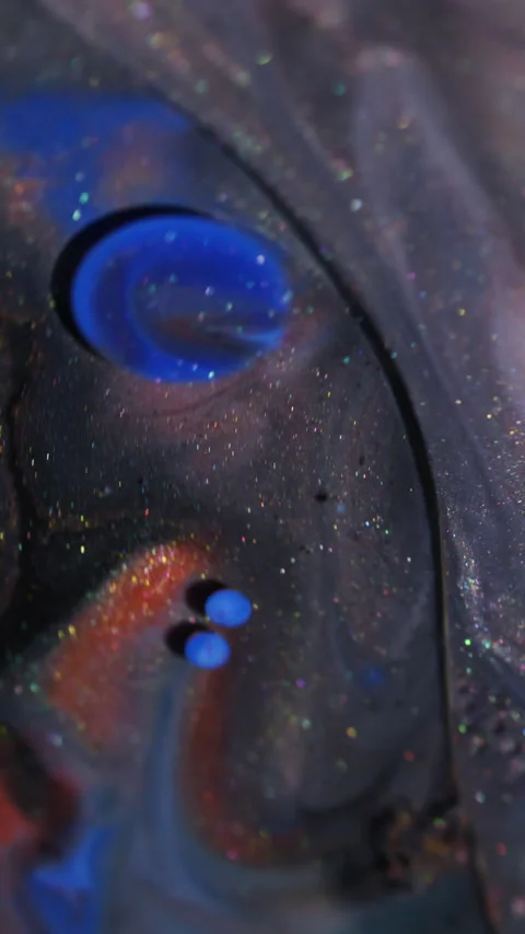 Vertical oil ink glitter bubbles sparkling flow Stock Footage 334012244