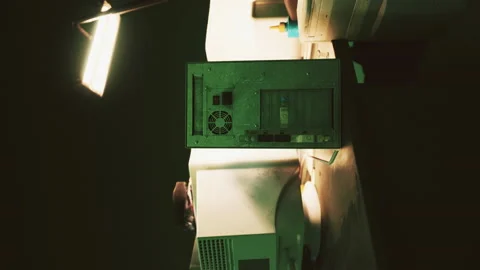 vertical of Old computers from the 80s i... | Stock Video | Pond5