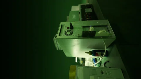 vertical of Old computers from the 80s i... | Stock Video | Pond5