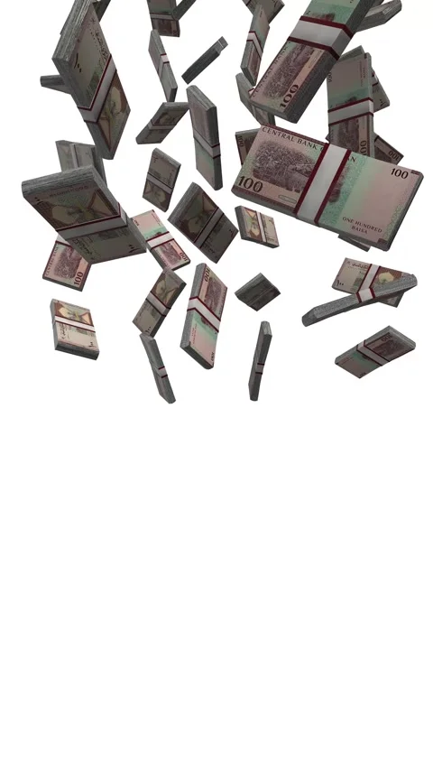 Vertical Oman 100 Baisa Falling Animation on White Screen Stock Footage 302842545