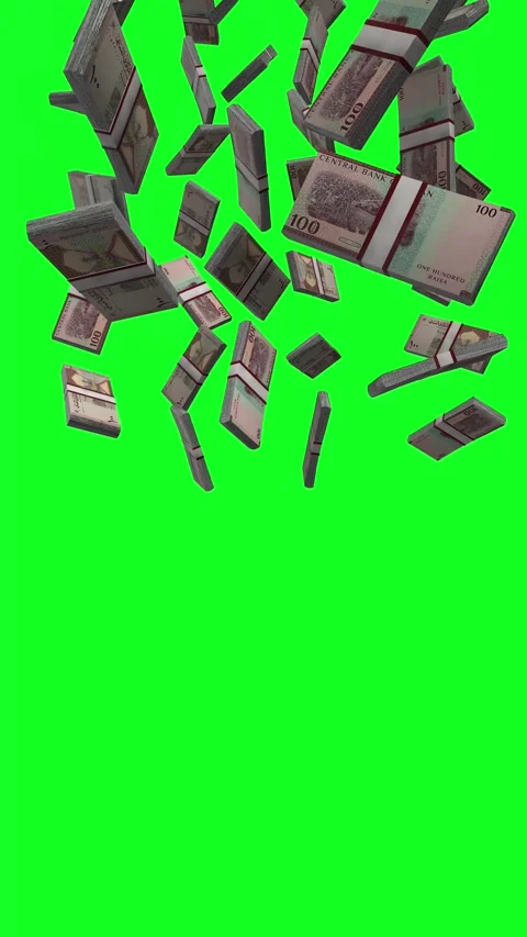 Vertical Omani Rial Falling Animation on Green Screen Stock-Footage 302842544