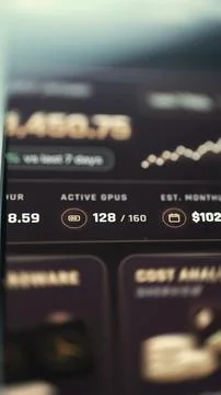 Vertical Online GPU Nodes Performance Monitor Fotos Stock