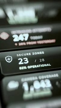 Vertical operations panel reports 23 of 28 secure zones operational Stock Photos