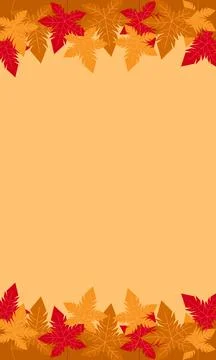 Vertical orange background frame vector with autumn Stock Illustration