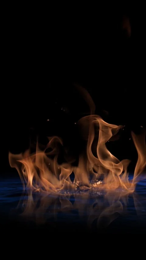 Vertical Orange Fire on Blue Water 4K Loop Stock Footage 276285493