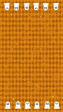 Vertical Orange Halloween Argyle Background with Ghosts Stock Illustration