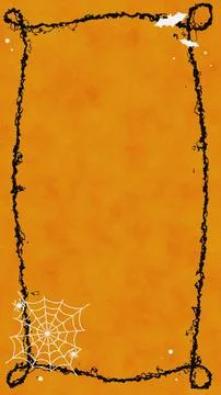 Vertical Orange Halloween Spider Web Frame Background Stock Illustration