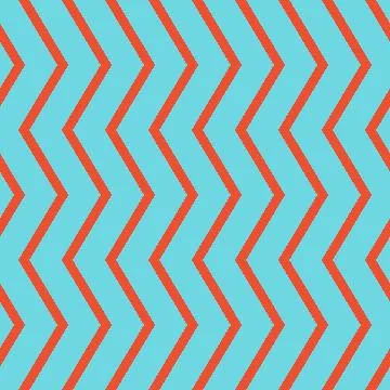Vertical orange zigzag stripes on light cyan geometric seamless pattern Stock Illustration