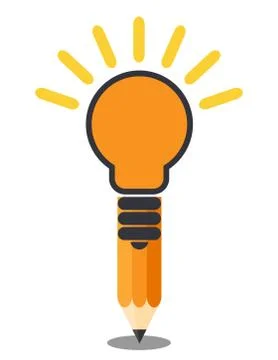 Vertical oriented pencil light bulb. Creative idea concept. Isolated Stock-Illustration