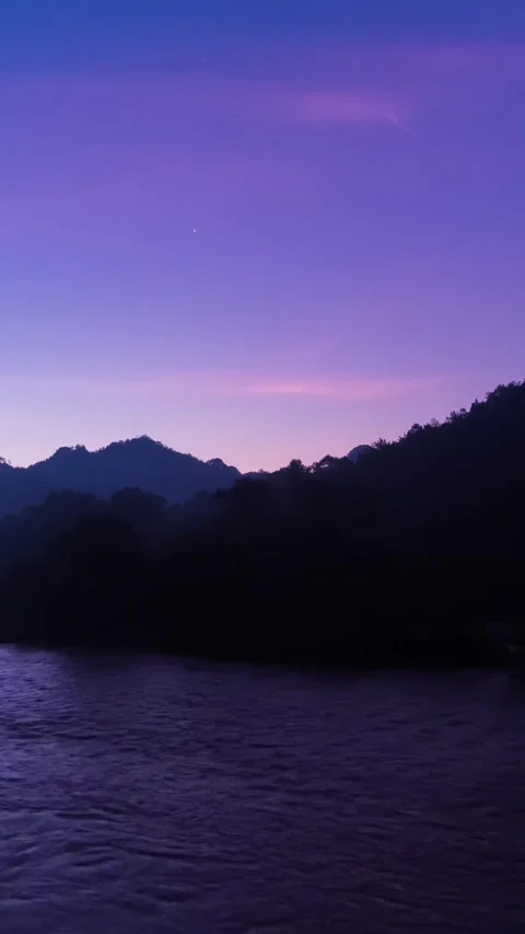 Vertical Outdoor River Dawn Timelapse with Morning Light and Water Flow Stock Footage 327601210