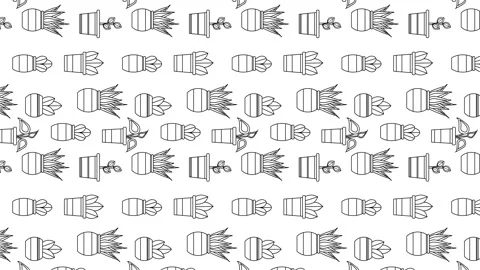 Vertical outline plants pots pattern Video stock 248535809