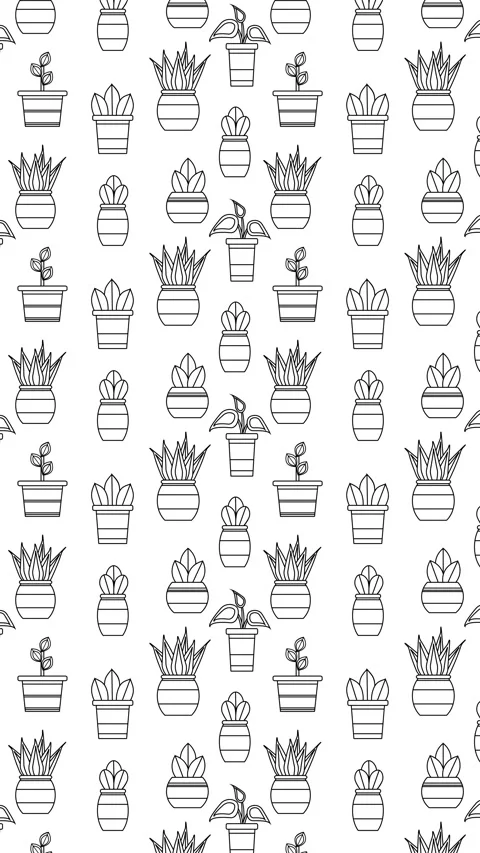 Vertical outline plants pots pattern 스톡 동영상 273830495