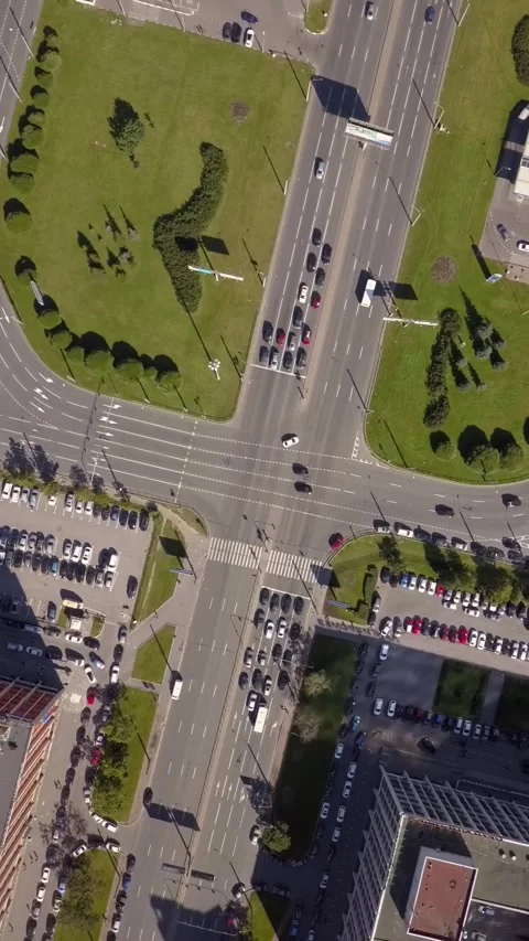 Vertical of Overhead Aerial View Of Highway Stock Footage 276934895