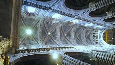 Vertical overwiew of  main nave of the Duomo of Siena in 4k Stock Footage 101526287