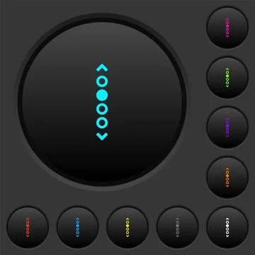 Vertical page navigation dark push buttons with color icons Illustrazione stock