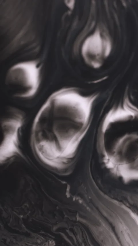 Vertical paint blot liquid emulsion drop flow art Stock Footage 329571235