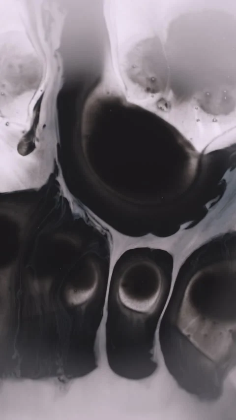 Vertical paint blotch spill black spatter droplets Stock Footage 329598489