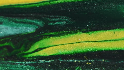 Vertical paint drip glitter fluid spill green ink Stock Footage 283924006