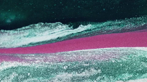 Vertical paint drip glitter fluid spill pink blue Stock Footage 284902308