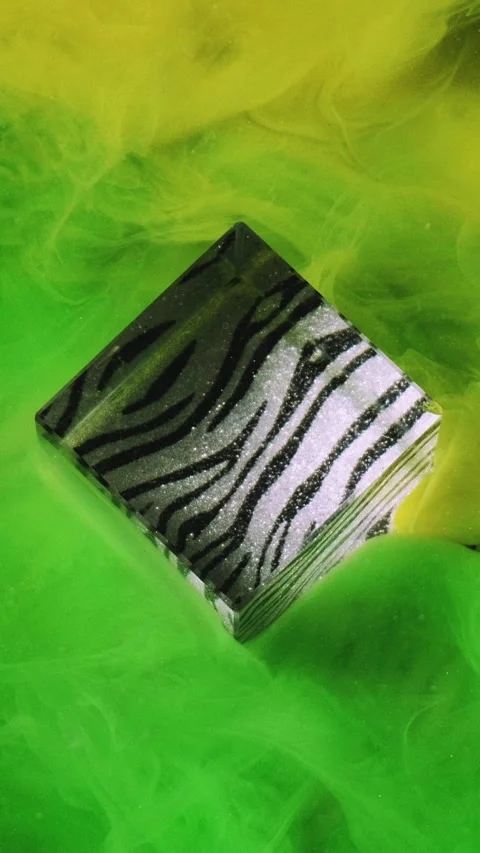 Vertical paint explosion shiny vapor cube mist Stock Footage 314757539
