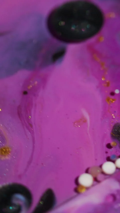 Vertical paint oil bubble fluid droplet glitter Stock Footage 333810611