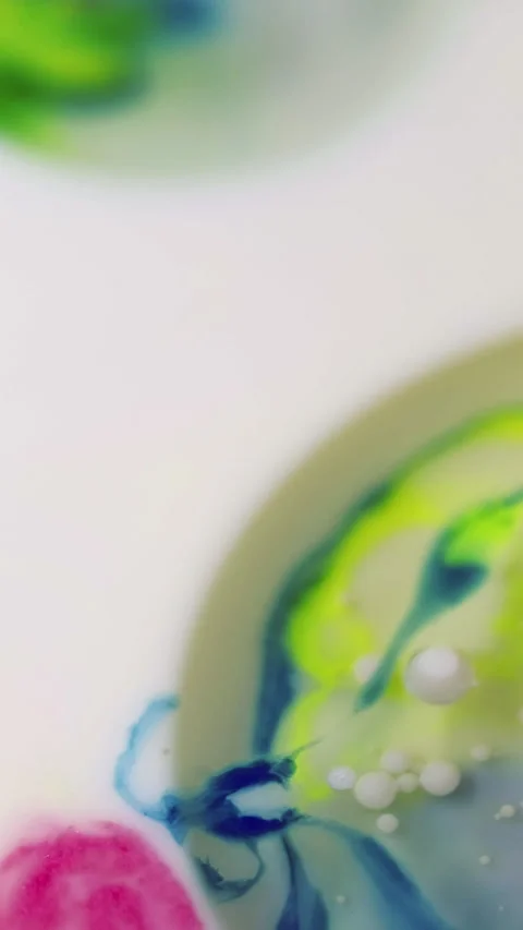 Vertical paint oil ink fluid green pink gel blob Stock Footage 289466471