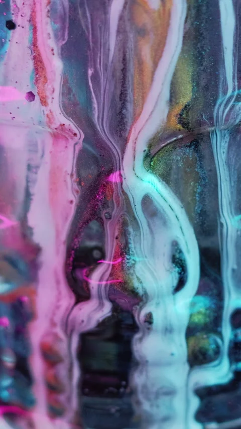 Vertical paint skeleton fluid drip neon ink skull Stock Footage 290286586