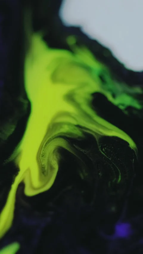Vertical Paint spill ink blend green blue black blotch wave Video stock 278175877