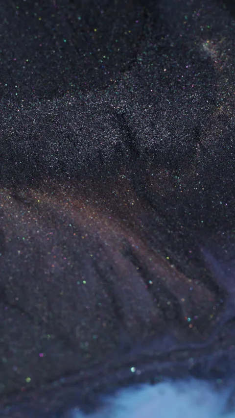 Vertical paint stream sparkle flow glitter acrylic Stock Footage 329658584