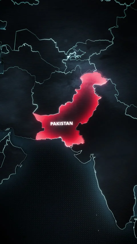 Vertical Pakistan Map Red Alert Highlight Mobile News Graphic Stock Footage 336570908