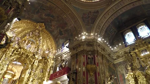 Vertical Pan Inside San Juan de Dios Basilica in Granada Stock Footage 336025259