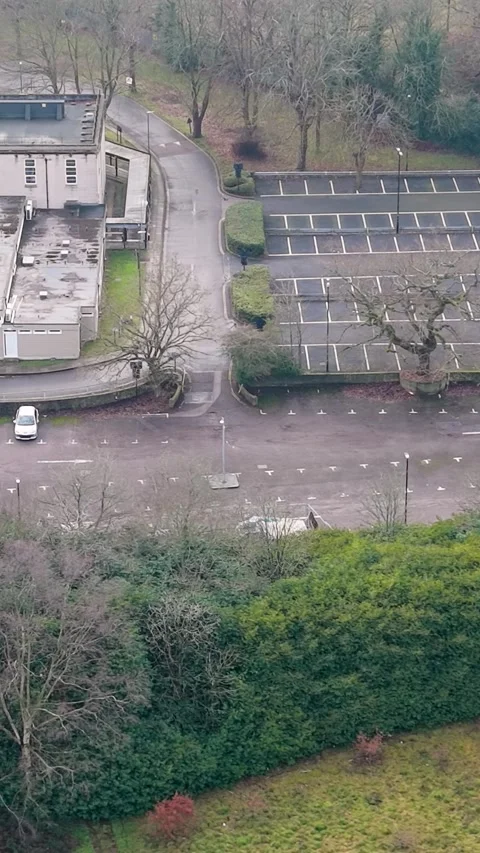 Vertical pan over Snaresbrook Crown Court façade, Wanstead, London Stock Footage 327896836