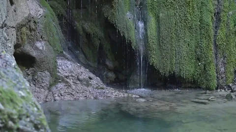 Vertical pan shot on waterfalls Stock-Footage 83042805