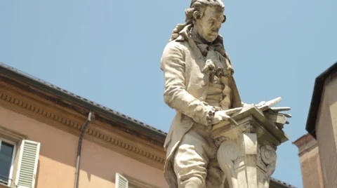 Vertical Pan of the statue erected to Luigi Galvani, Bologna Stock Footage 64987100