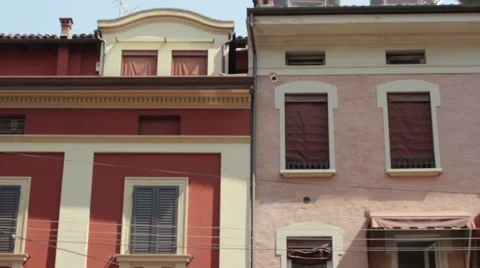 Vertical Pan of two beautiful buildings in Bologna Stock Footage 64988536