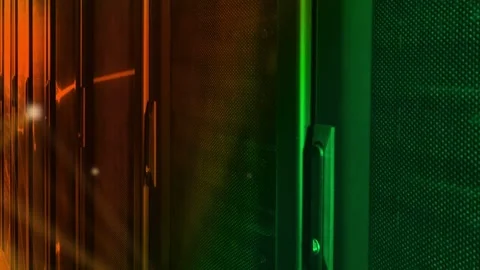 Vertical panel unit staying stable nodes appearing left tracing tech network and Stock Footage 333210752