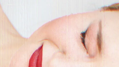 Vertical panic attack depressed woman glitch noise Stock Footage 263939351