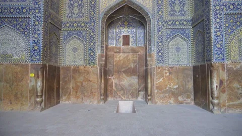 Vertical panning motion inside the Shah Mosque (Imam Mosque) Stock Footage 99967431