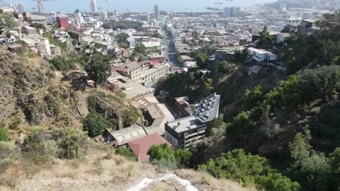 Vertical panning from Quebrada Jaime to Avenida Francia. Stock Footage 238787210