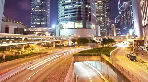 Vertical panning timelapse video of traffic at night Stock Footage 35829552