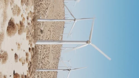 Vertical Panning View Wind Power Clean Renewable Energy Stock Footage 102232199