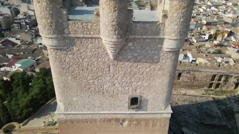 Vertical panorama of the castle tower in the middle of the city Stock Footage 240420329