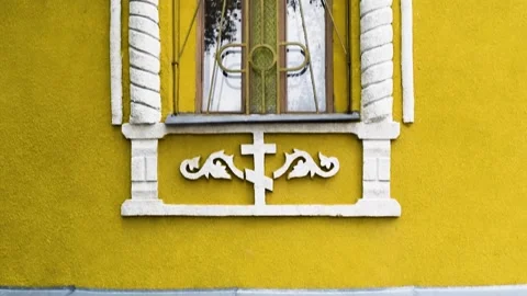 Vertical panorama of the facade of the old Orthodox church Stock Footage 131347491