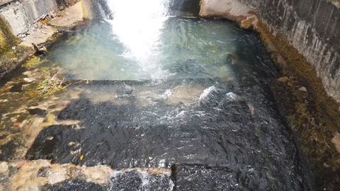 Vertical panorama on the New Athos waterfall Video stock 110593958