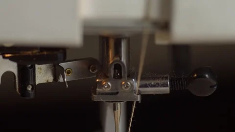 Vertical panorama of sewing machine foot macro Stock Footage 95106646